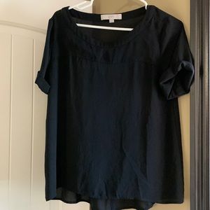 Loft Black Short Sleeve Blouse in XS